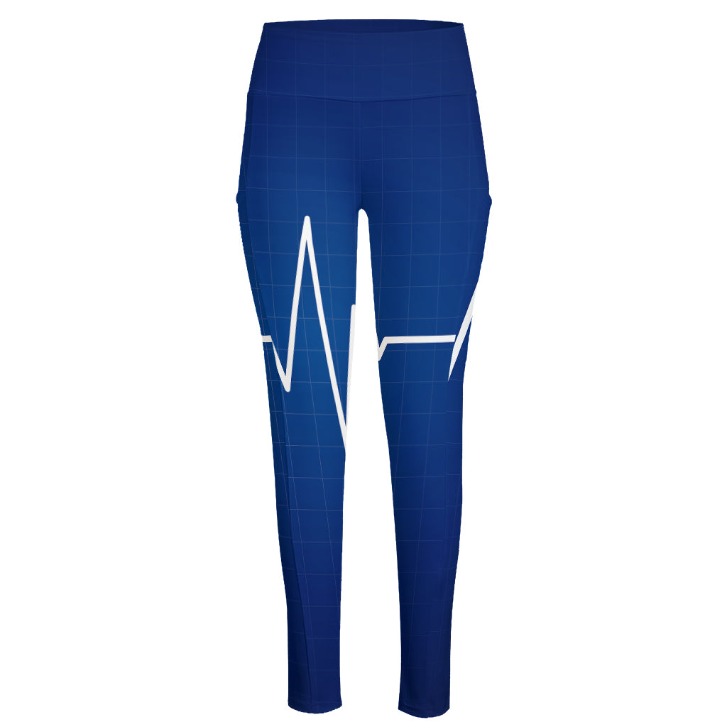 Heartbeat Cardiogram Print High-Waisted Pocket Leggings