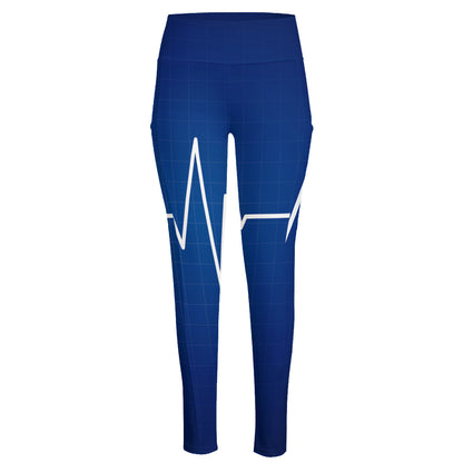 Heartbeat Cardiogram Print High-Waisted Pocket Leggings