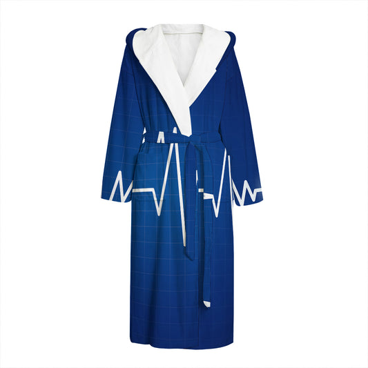 Heartbeat Cardiogram Print Hooded Bathrobe
