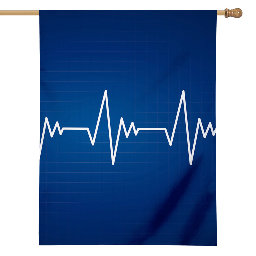 Heartbeat Cardiogram Print House Flag