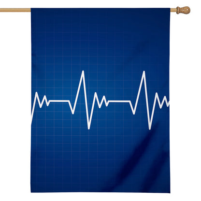 Heartbeat Cardiogram Print House Flag