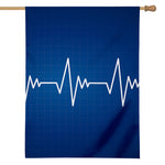 Heartbeat Cardiogram Print House Flag