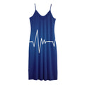 Heartbeat Cardiogram Print Jersey Midi Cami Dress