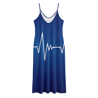 Heartbeat Cardiogram Print Jersey Midi Cami Dress