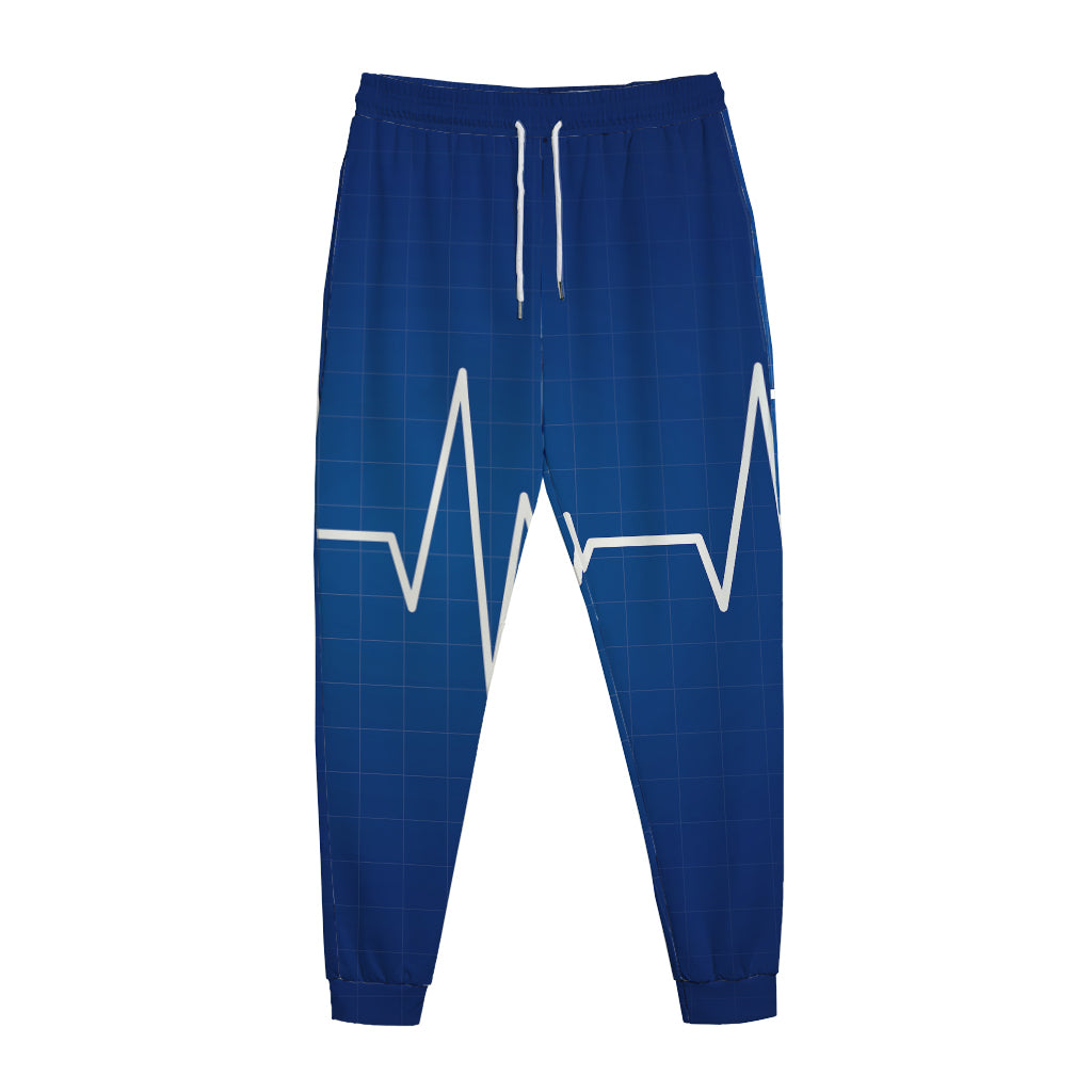 Heartbeat Cardiogram Print Jogger Pants