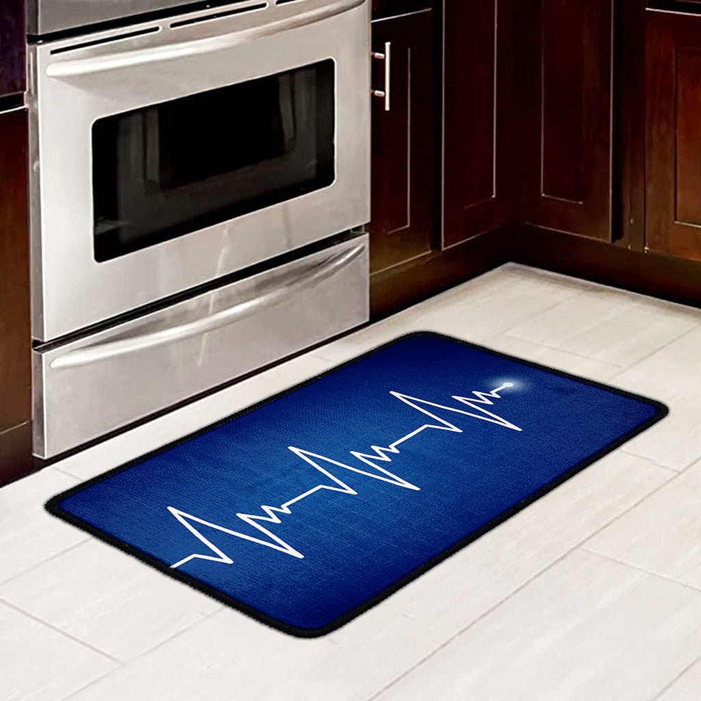 Heartbeat Cardiogram Print Kitchen Mat