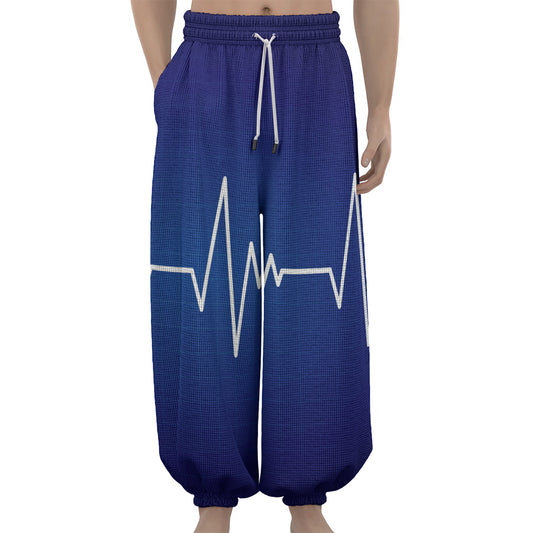 Heartbeat Cardiogram Print Lantern Pants