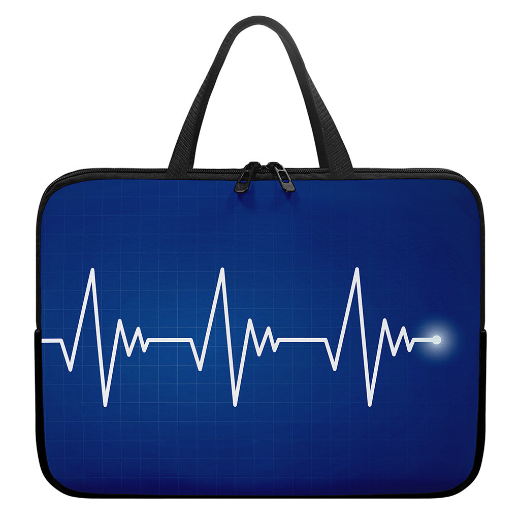 Heartbeat Cardiogram Print Laptop Sleeve With Handle