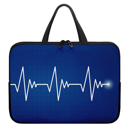 Heartbeat Cardiogram Print Laptop Sleeve With Handle