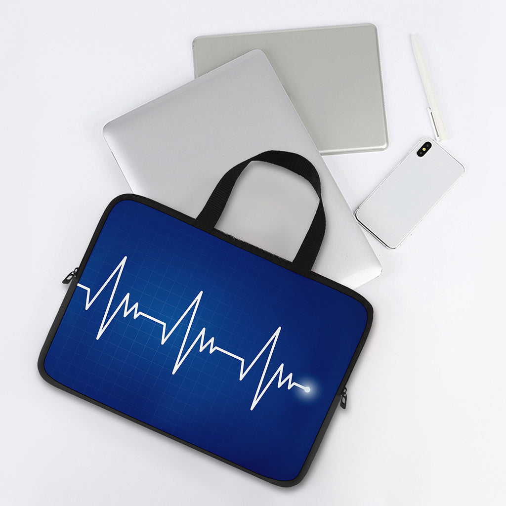 Heartbeat Cardiogram Print Laptop Sleeve With Handle