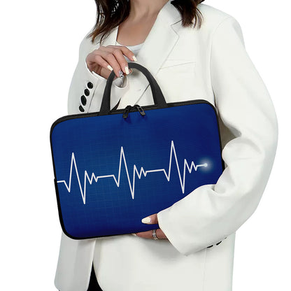 Heartbeat Cardiogram Print Laptop Sleeve With Handle