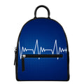 Heartbeat Cardiogram Print Leather Backpack
