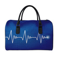 Heartbeat Cardiogram Print Leather Duffel Bag