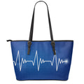 Heartbeat Cardiogram Print Leather Tote Bag With Zipper