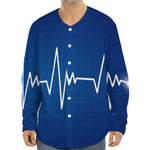 Heartbeat Cardiogram Print Long Sleeve Baseball Jersey