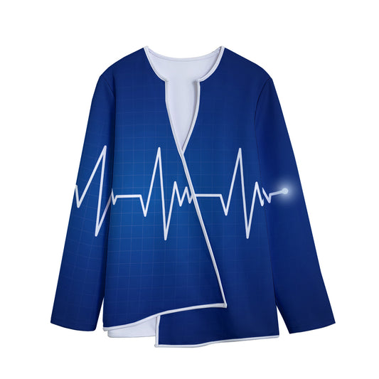 Heartbeat Cardiogram Print Long Sleeve Short Coat