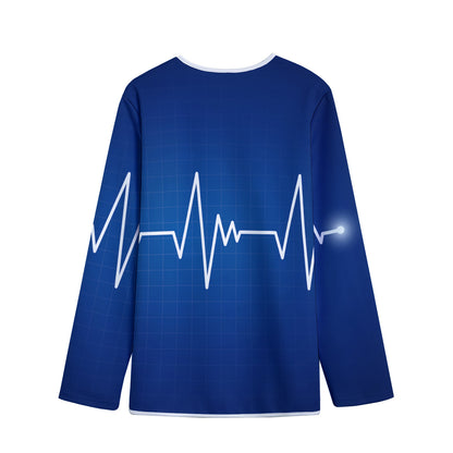 Heartbeat Cardiogram Print Long Sleeve Short Coat