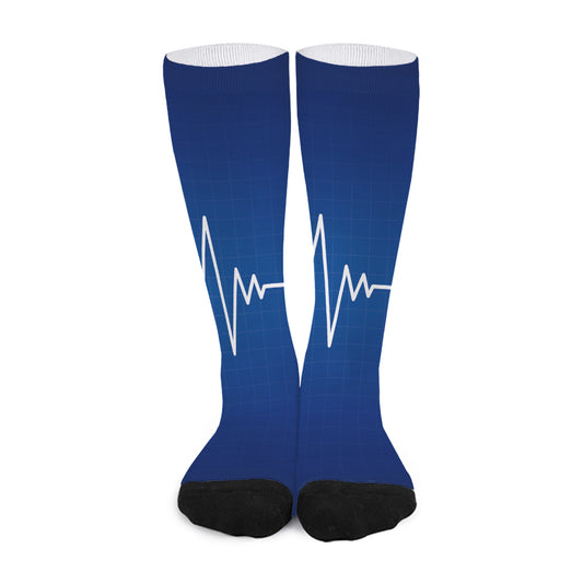 Heartbeat Cardiogram Print Long Socks
