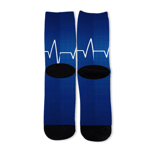 Heartbeat Cardiogram Print Long Socks