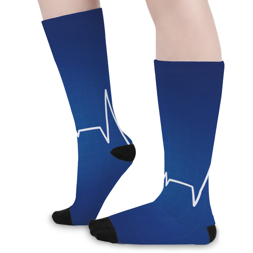Heartbeat Cardiogram Print Long Socks