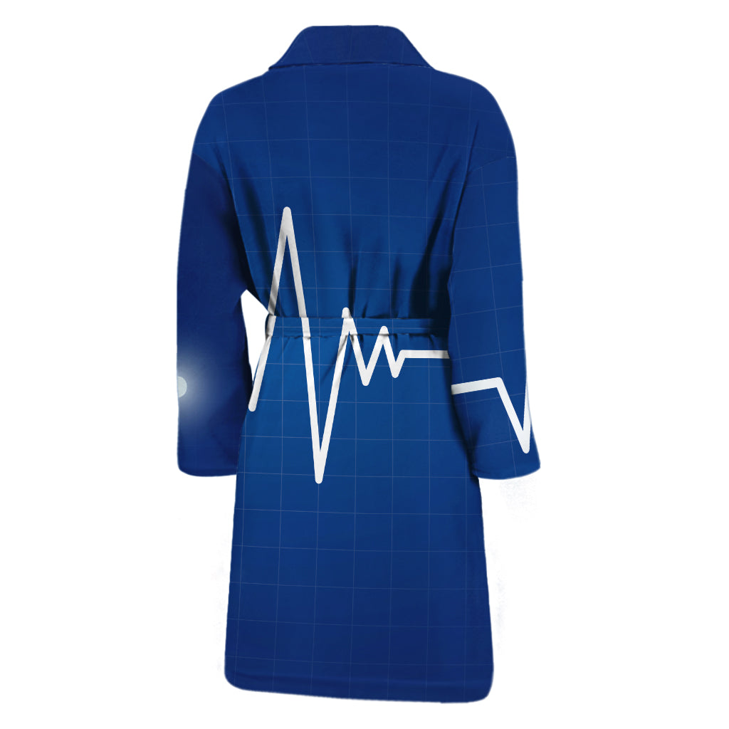 Heartbeat Cardiogram Print Men's Bathrobe