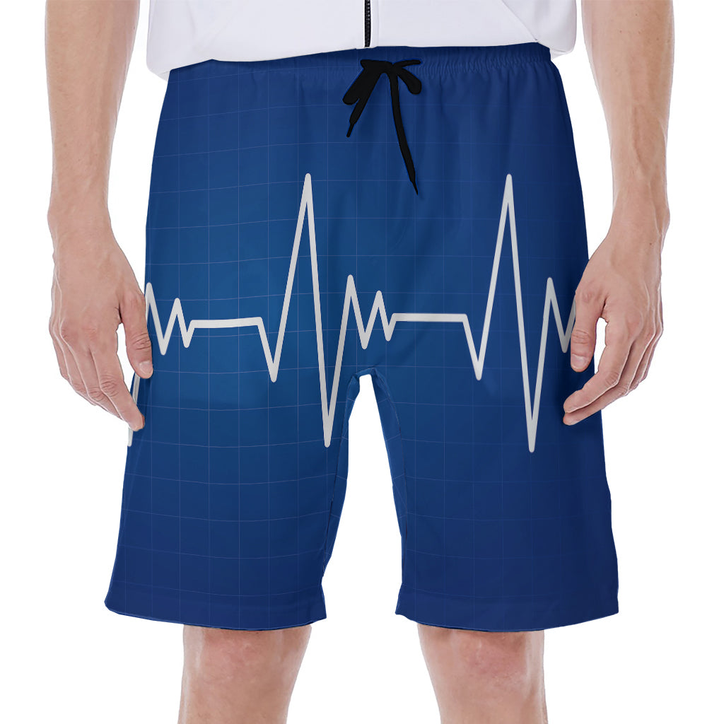 Heartbeat Cardiogram Print Men's Beach Shorts