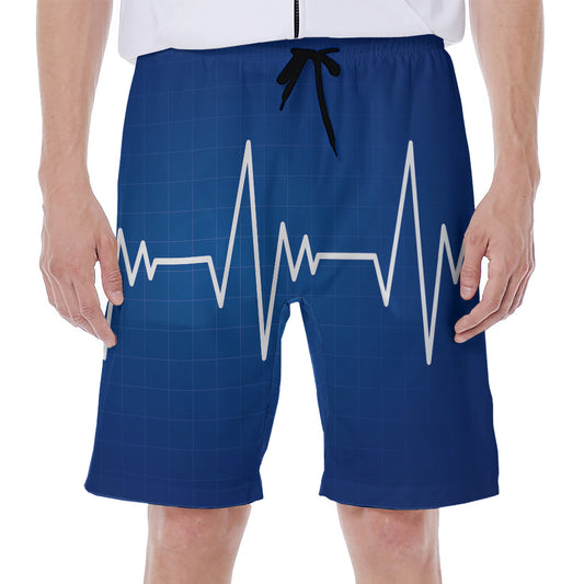 Heartbeat Cardiogram Print Men's Beach Shorts