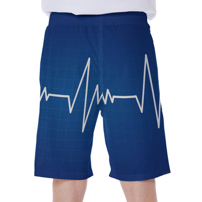 Heartbeat Cardiogram Print Men's Beach Shorts