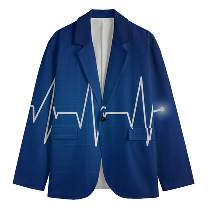 Heartbeat Cardiogram Print Men's Blazer