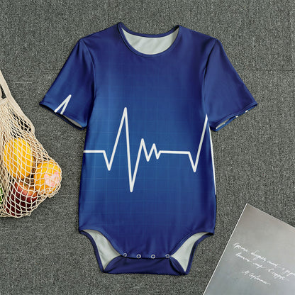 Heartbeat Cardiogram Print Men's Bodysuit
