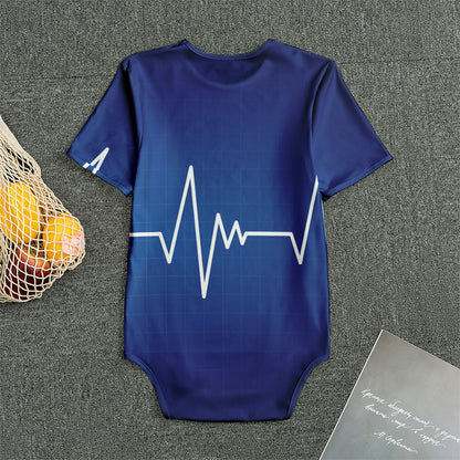 Heartbeat Cardiogram Print Men's Bodysuit