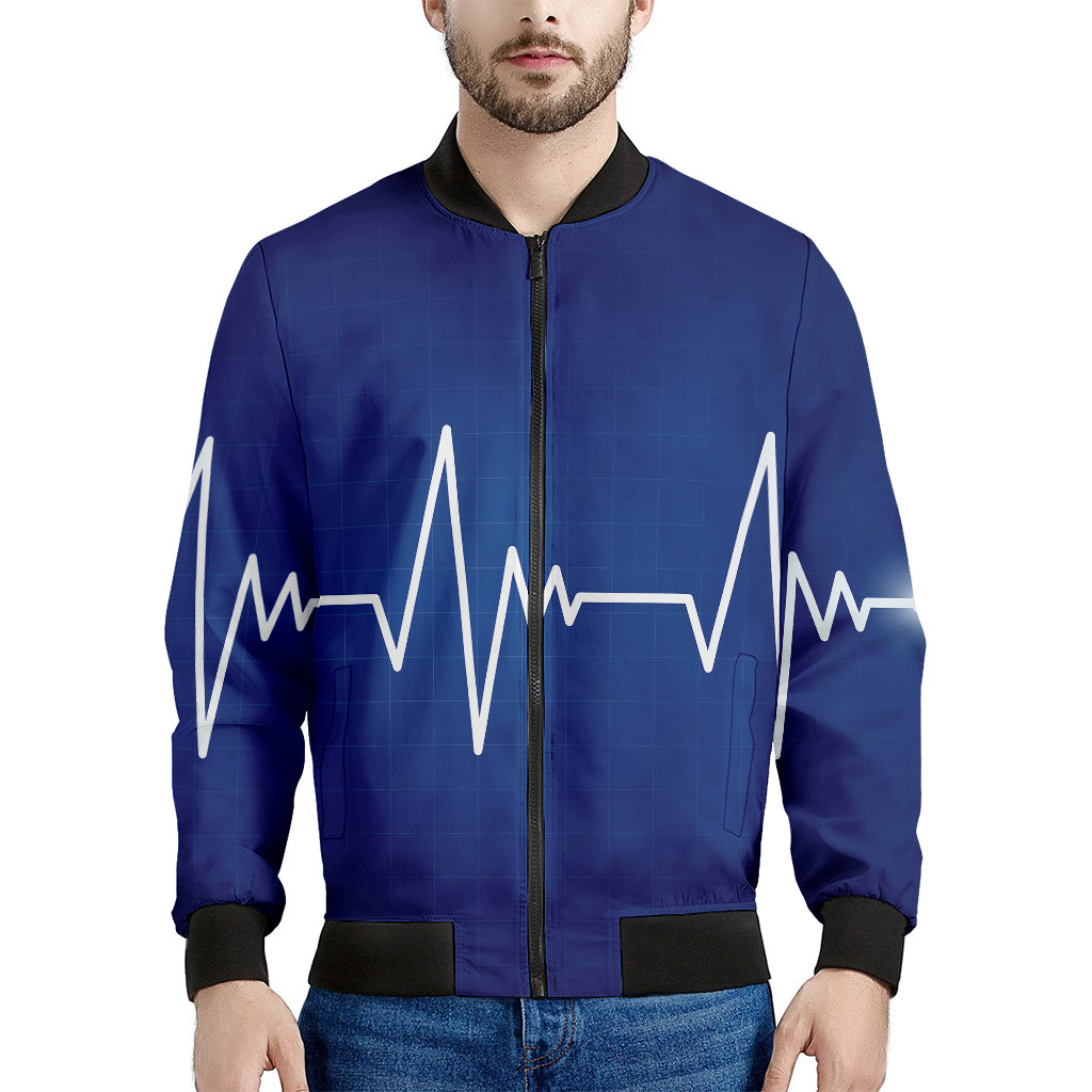Heartbeat Cardiogram Print Men's Bomber Jacket