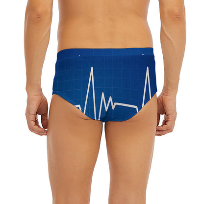 Heartbeat Cardiogram Print Men's Briefs