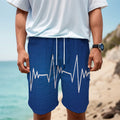 Heartbeat Cardiogram Print Men's Cargo Shorts
