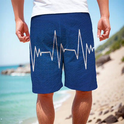 Heartbeat Cardiogram Print Men's Cargo Shorts