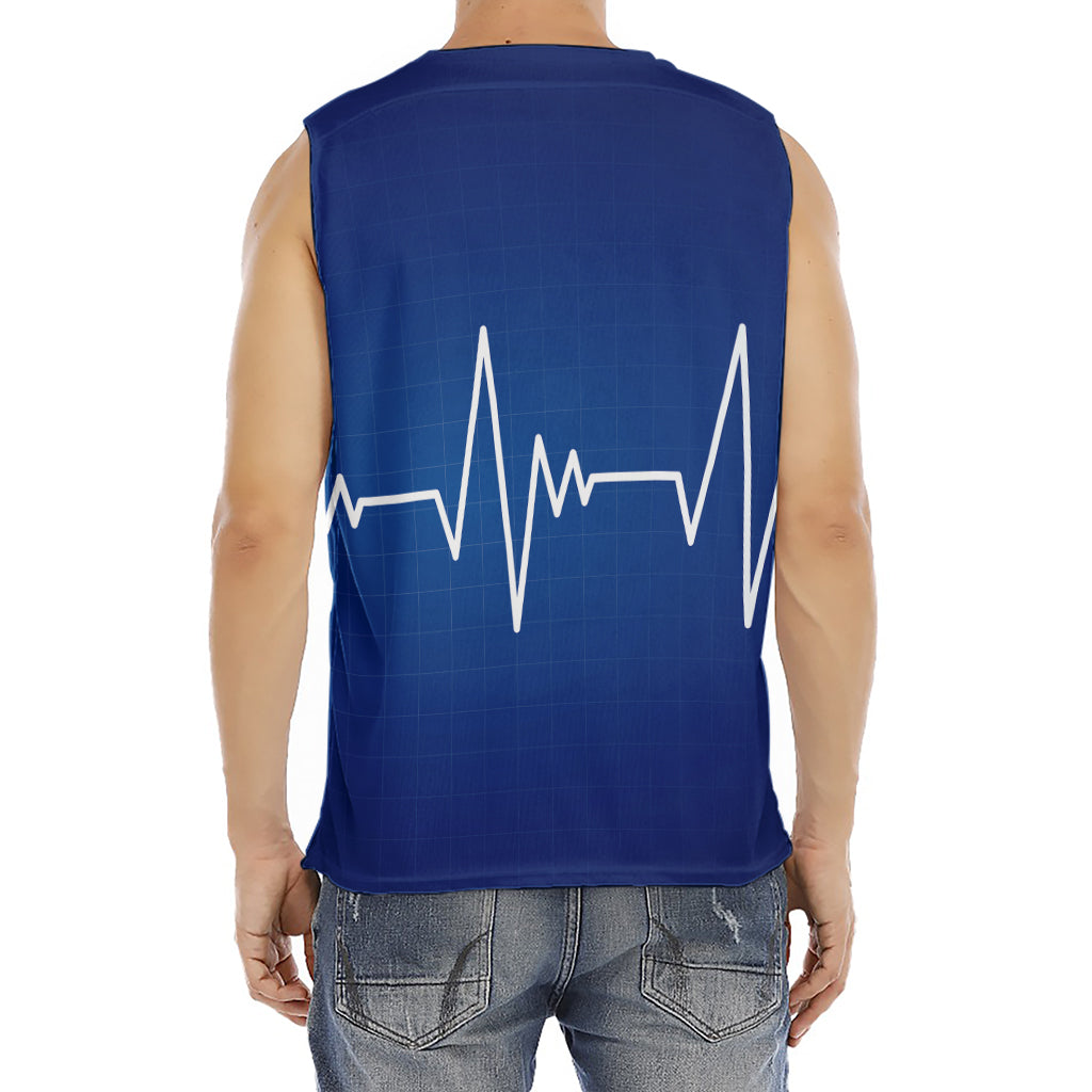 Heartbeat Cardiogram Print Men's Fitness Tank Top