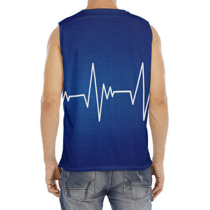 Heartbeat Cardiogram Print Men's Fitness Tank Top