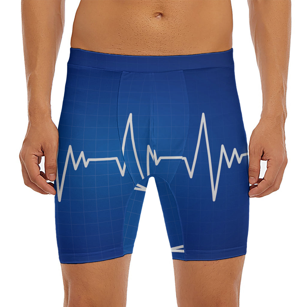 Heartbeat Cardiogram Print Men's Long Boxer Briefs