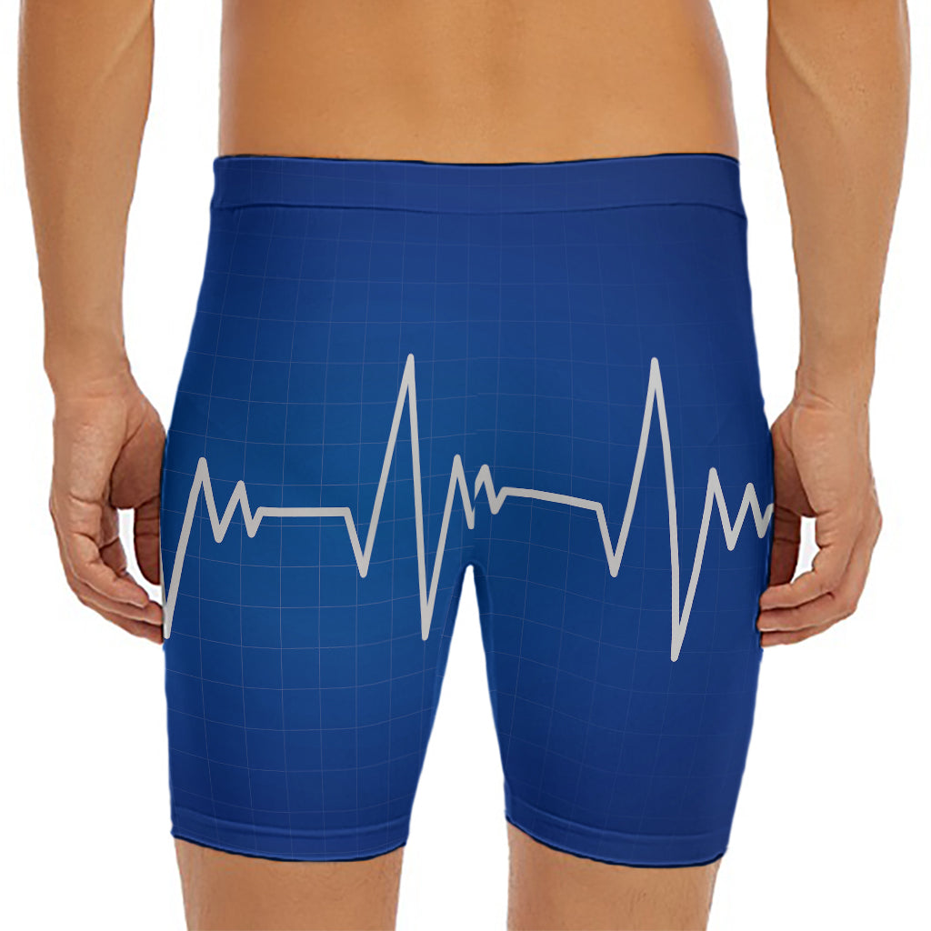 Heartbeat Cardiogram Print Men's Long Boxer Briefs