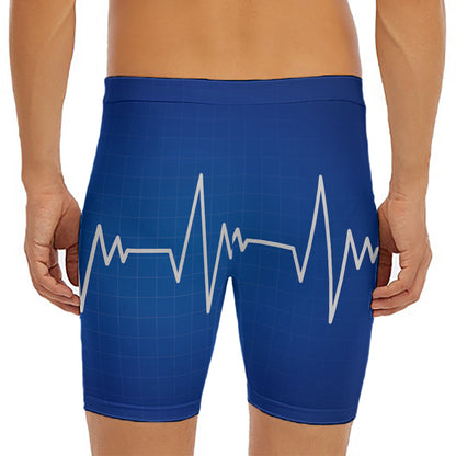 Heartbeat Cardiogram Print Men's Long Boxer Briefs