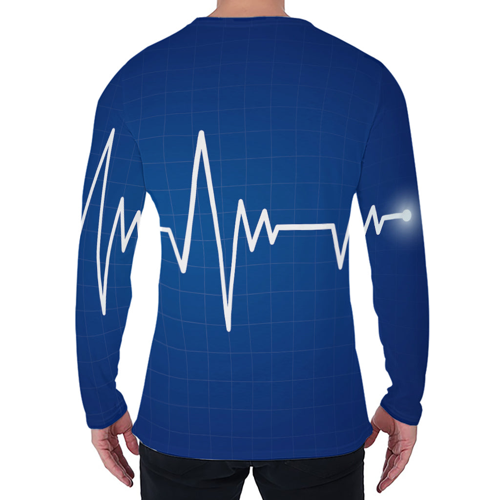 Heartbeat Cardiogram Print Men's Long Sleeve T-Shirt
