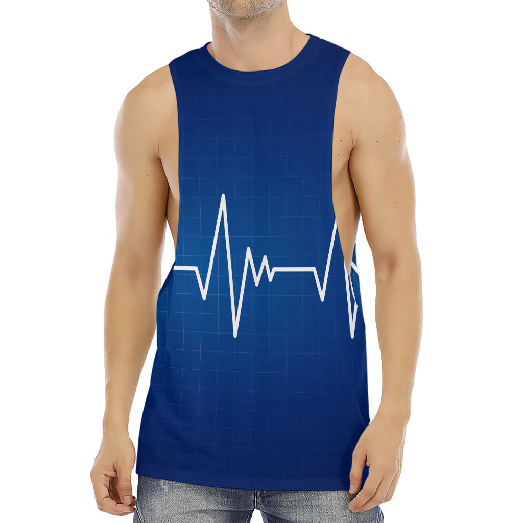 Heartbeat Cardiogram Print Men's Muscle Tank Top