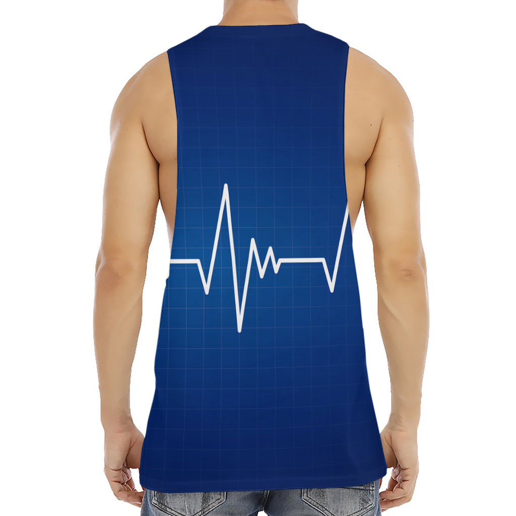 Heartbeat Cardiogram Print Men's Muscle Tank Top
