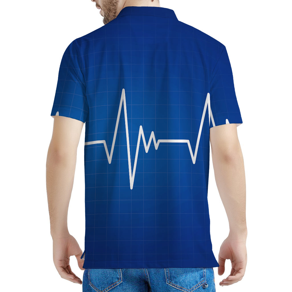 Heartbeat Cardiogram Print Men's Polo Shirt