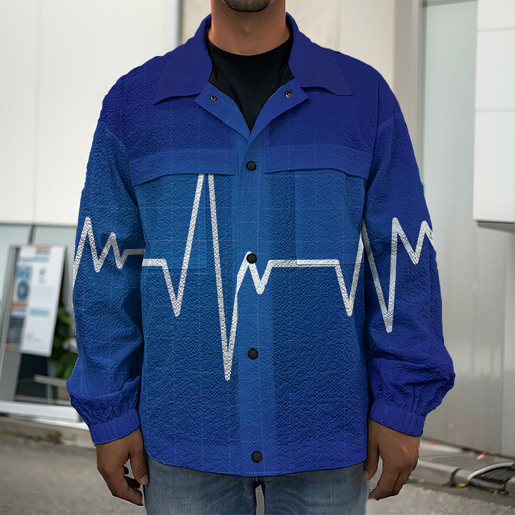 Heartbeat Cardiogram Print Men's Shirt Jacket