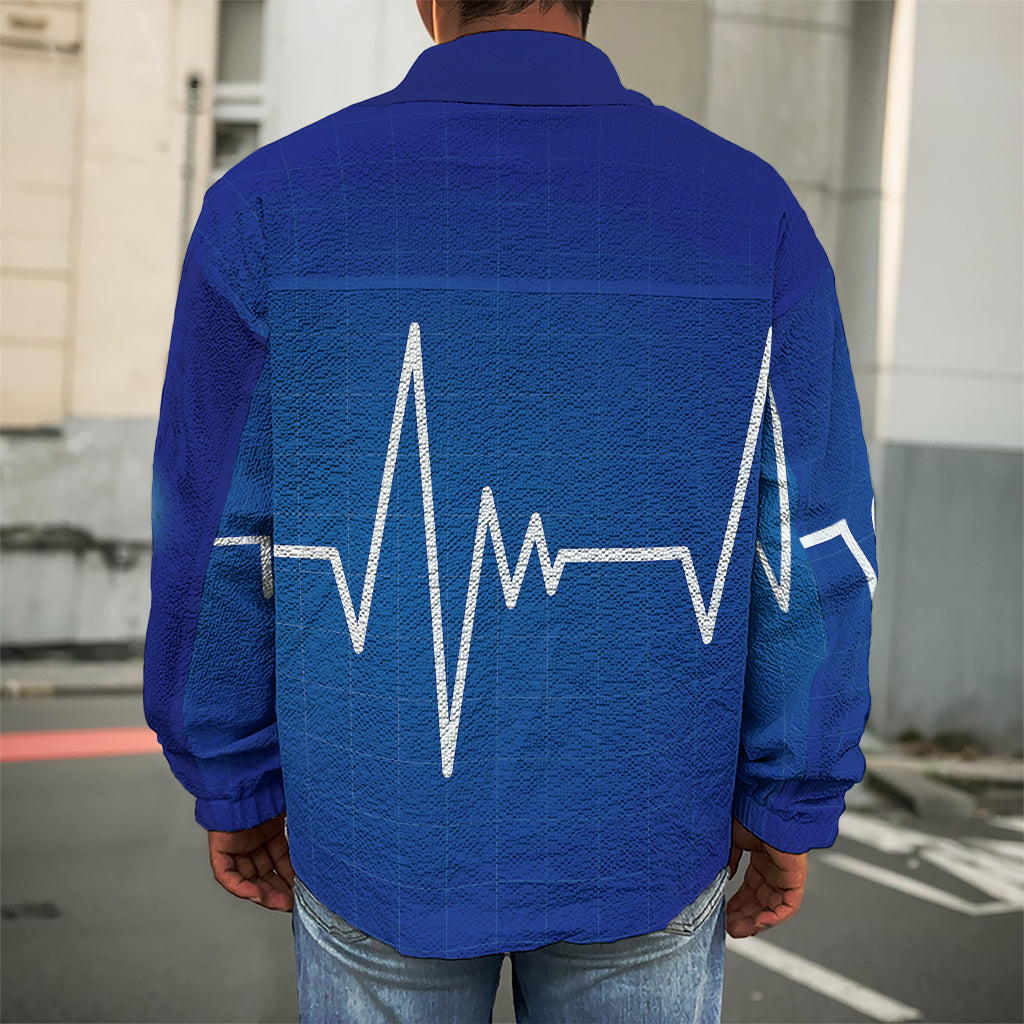Heartbeat Cardiogram Print Men's Shirt Jacket