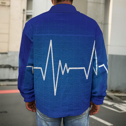 Heartbeat Cardiogram Print Men's Shirt Jacket
