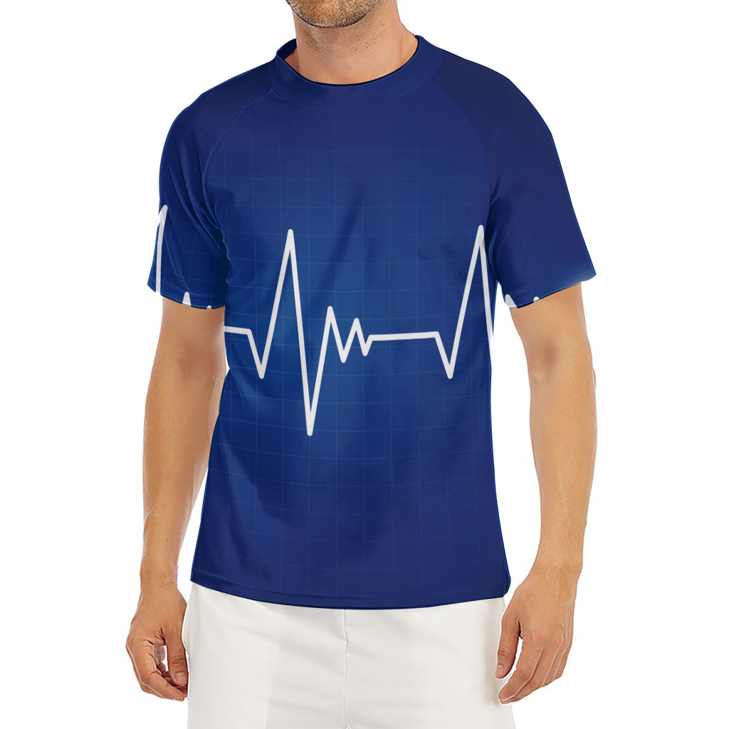 Heartbeat Cardiogram Print Men's Short Sleeve Rash Guard