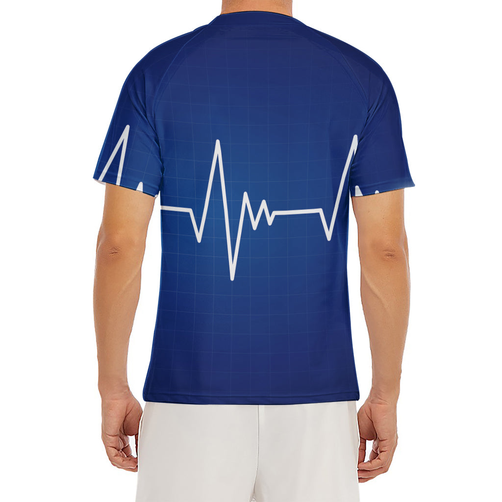 Heartbeat Cardiogram Print Men's Short Sleeve Rash Guard