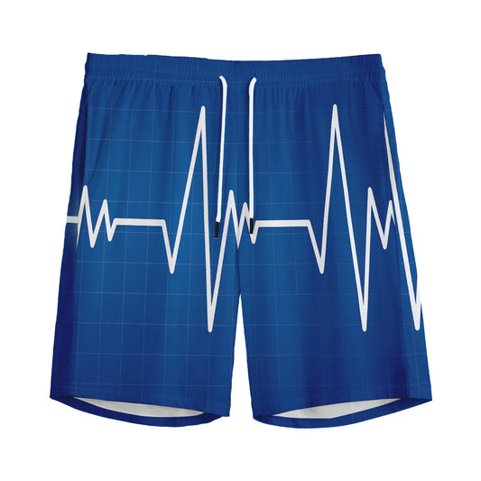Heartbeat Cardiogram Print Men's Sports Shorts